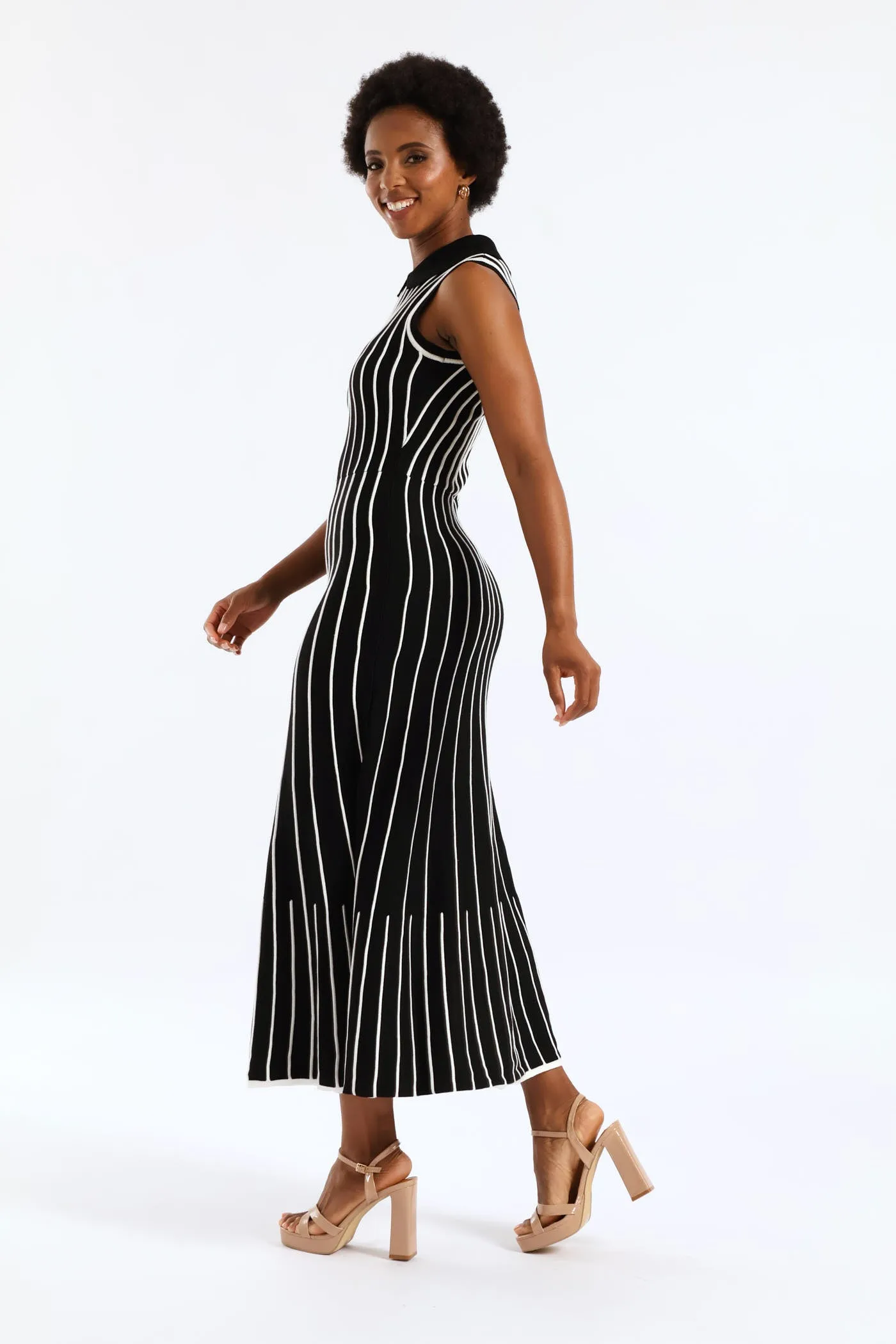 Peterpan Contrast Knitwear Midi Dress - Cream/Black sold by Edgars product image thumbnail 2