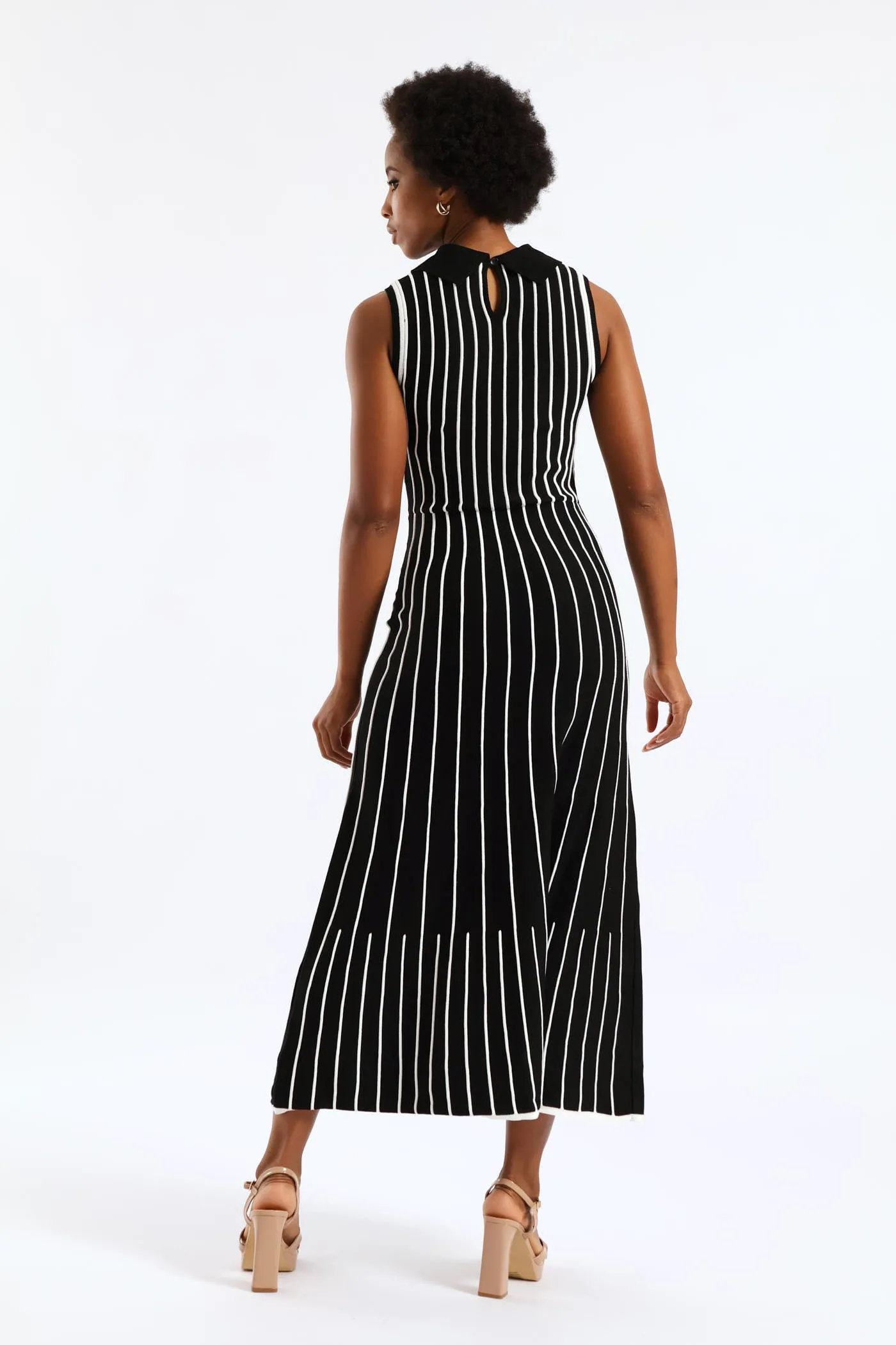 Peterpan Contrast Knitwear Midi Dress - Cream/Black sold by Edgars product image thumbnail 3