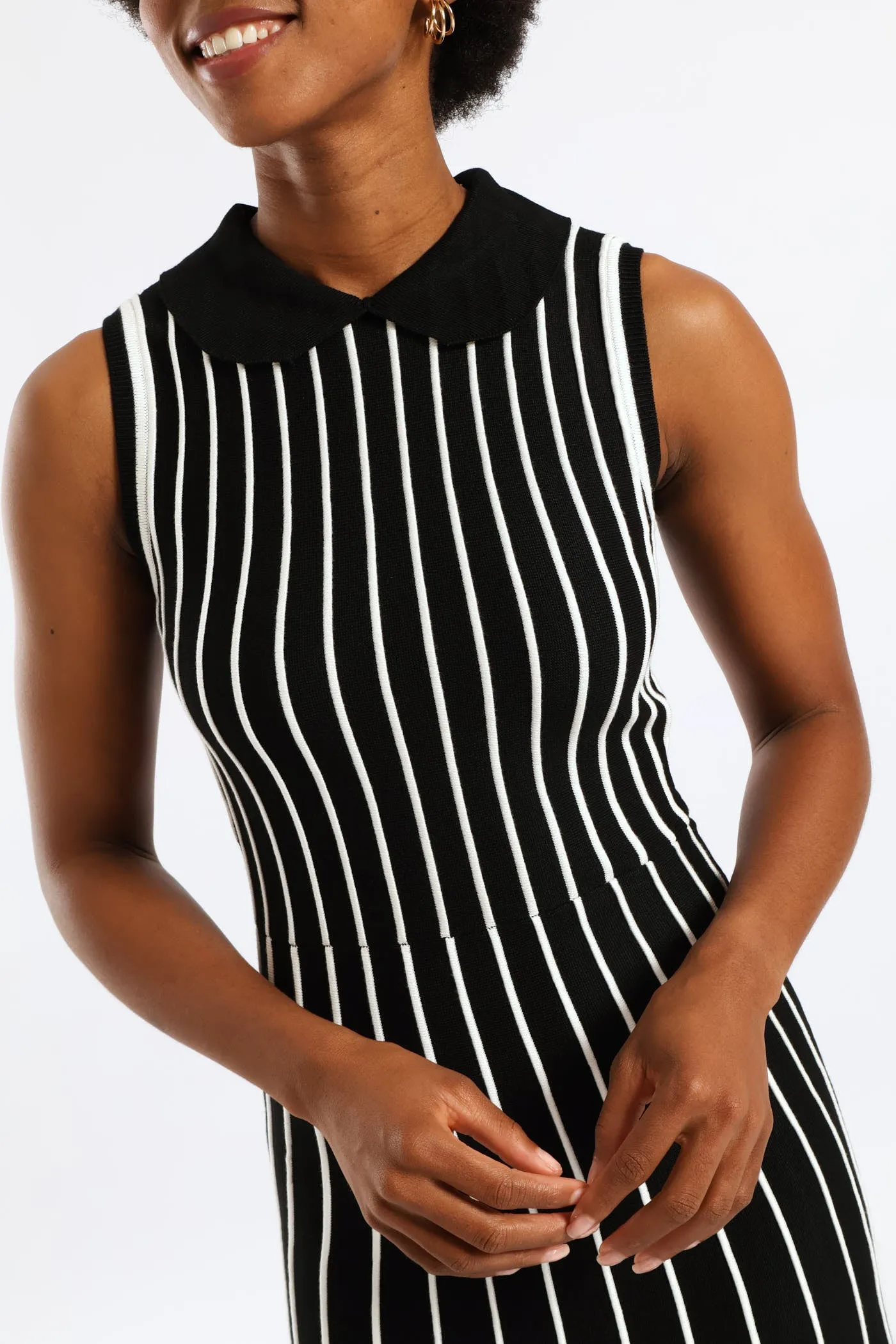 Peterpan Contrast Knitwear Midi Dress - Cream/Black sold by Edgars product image thumbnail 4