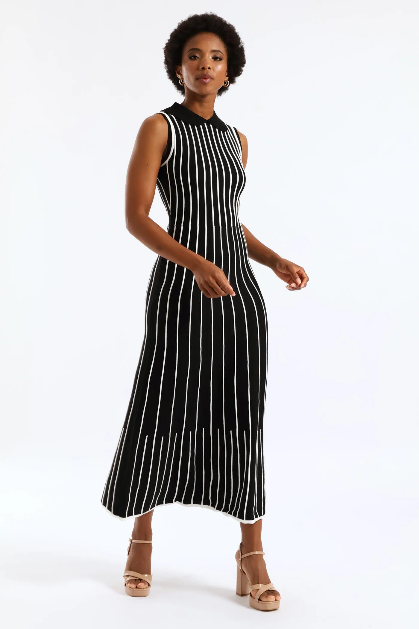 Peterpan Contrast Knitwear Midi Dress - Cream/Black sold by Edgars