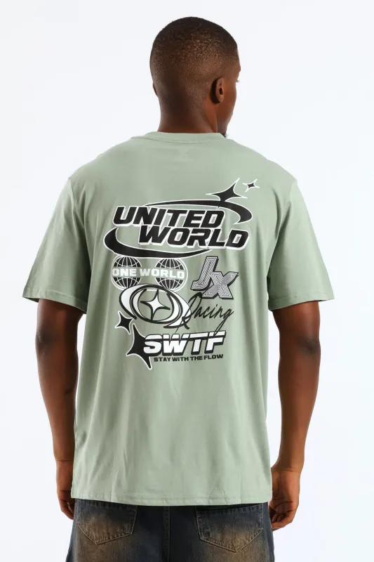 Lilypad United World Front & Back Print Tee - Green sold by Edgars