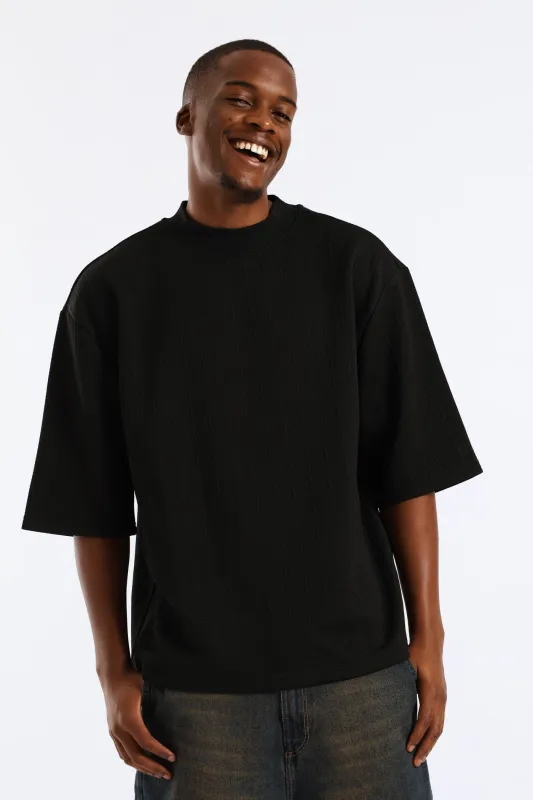 Textured Stretch T-Shirt - Black sold by Edgars