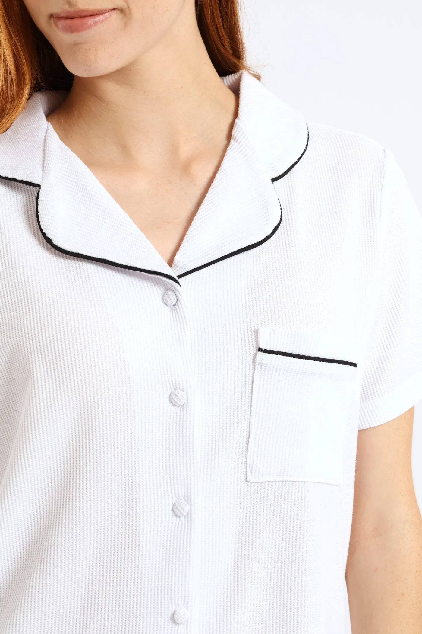 Button Through Waffle Knit Short Set - White sold by Edgars product image thumbnail 2