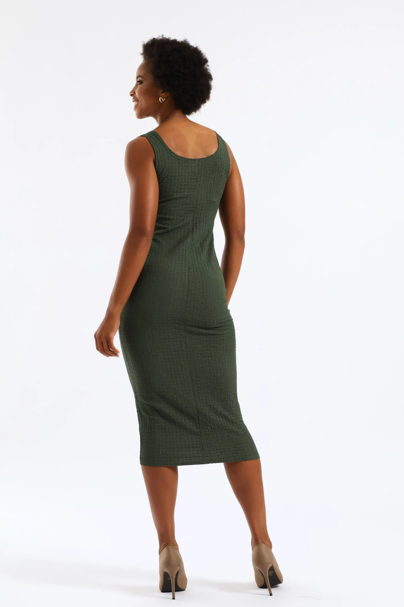 Textured Trim Bodycon Midi Dress - Olive sold by Edgars product image thumbnail 4