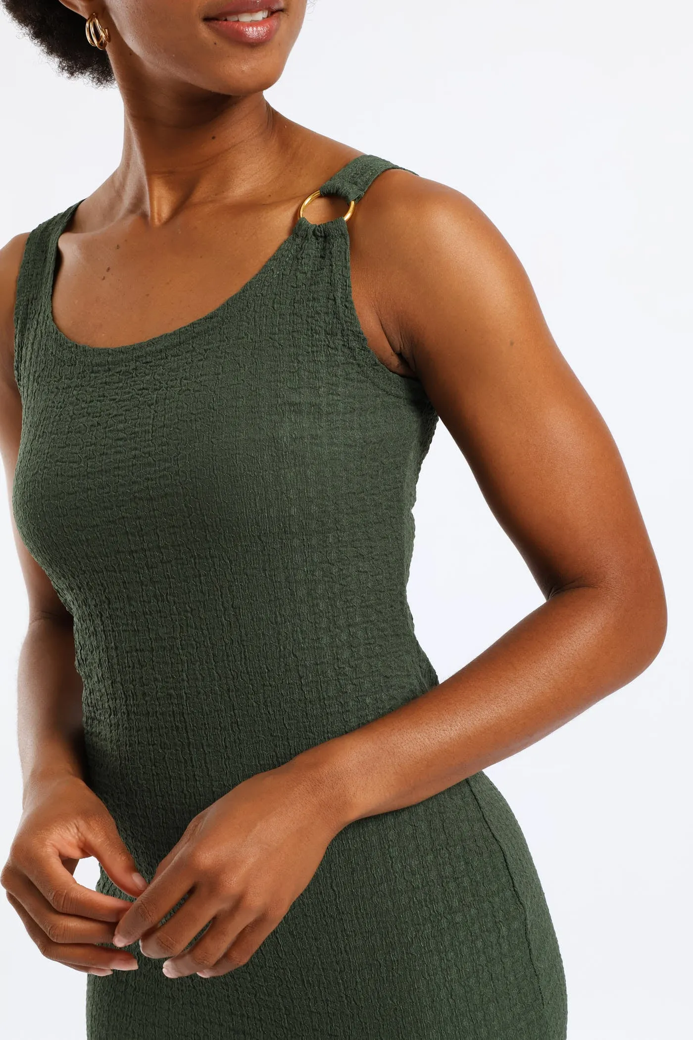 Textured Trim Bodycon Midi Dress - Olive sold by Edgars product image thumbnail 2