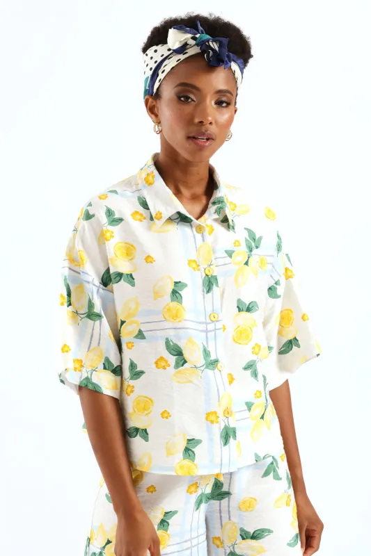 Pocket Boxy Relaxed Shirt - White/Light Blue sold by Edgars