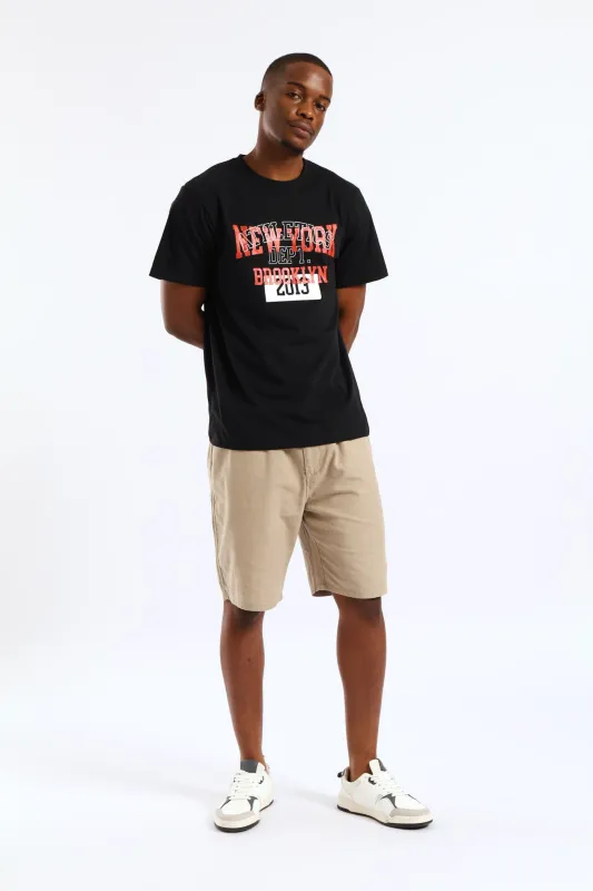 New York Basic Print Tee - Black sold by Edgars