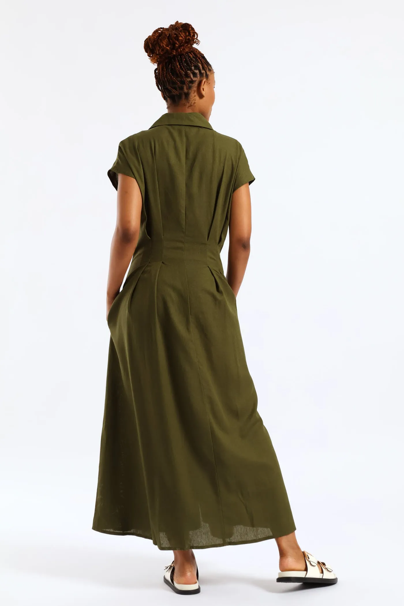Button Through Pleated Bodice Midaxi Dress - Fatigue sold by Edgars product image thumbnail 2