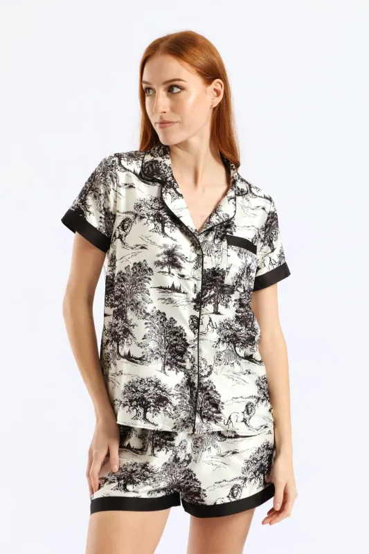 Jungle Button Through & Short Set - Black/White sold by Edgars