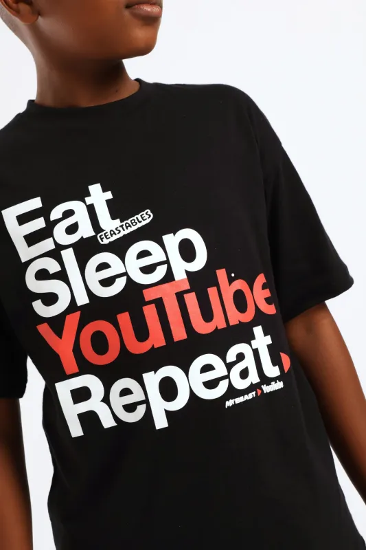 Boys Mr Beast Oversized Youtube T-Shirt - Black sold by Edgars