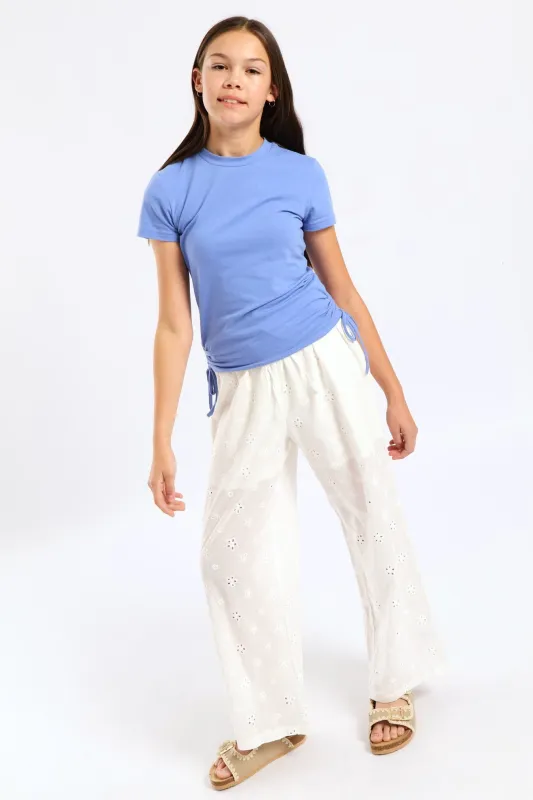 Girls Anglaise Wide Leg Pant - White sold by Edgars