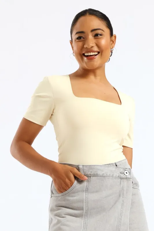 Skin Tight Square Neck Tee - Light Yellow sold by Edgars