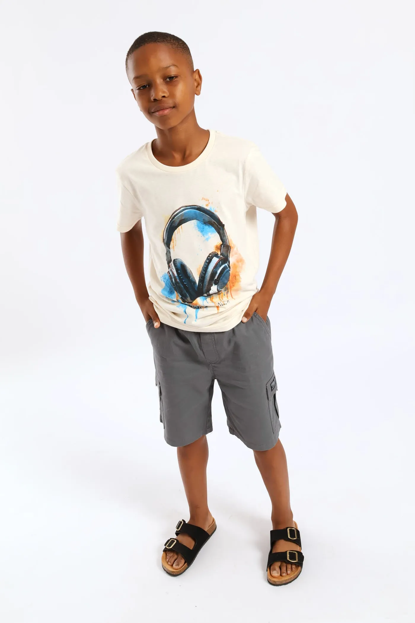 Boys Twill Cargo Short - Grey sold by Edgars