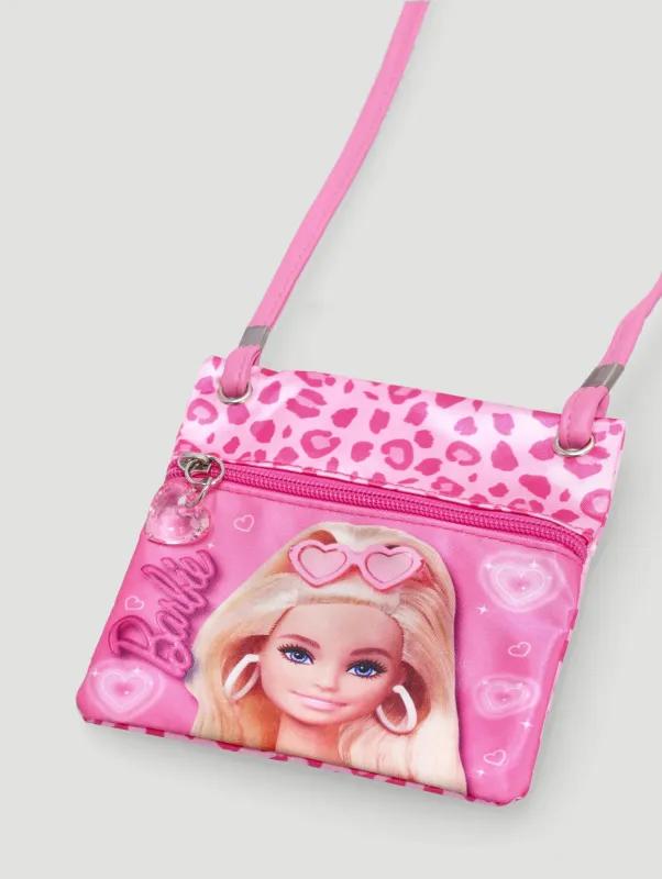 Pre-Girls Barbie Animal Print Sling Bag - Pink sold by Edgars