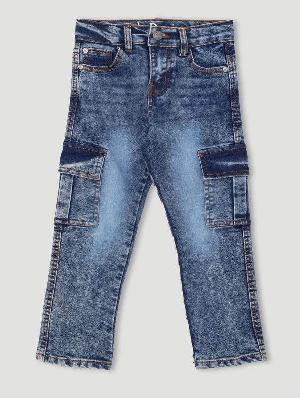 Pre-Boys Cargo Denims - Dark Blue sold by Edgars