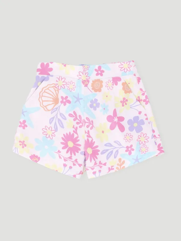 Pre-Girls Floral Shell Paperbag Twill Short - White sold by Edgars