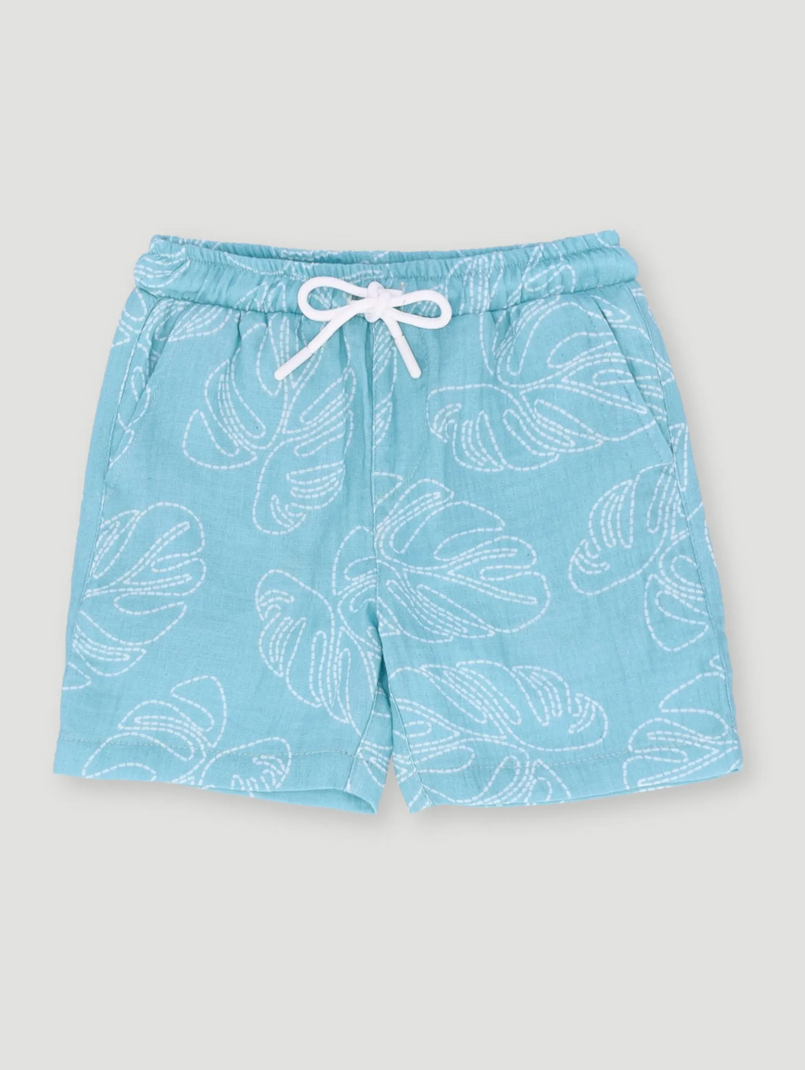 Pre-Boys Leaf Muslin Short - Blue sold by Edgars