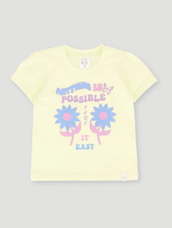 Pre- Girls Anything Is Possible Basic Tee - Lime sold by Edgars