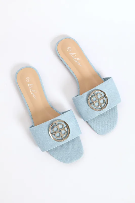 Trim Detail Single Band Mule Sandal - Denim sold by Edgars