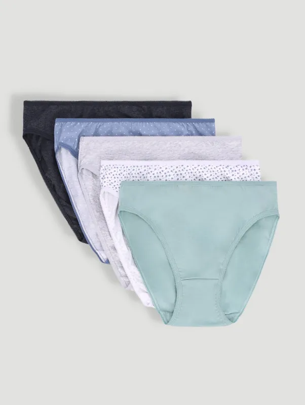 5 Pack Cotton Hi-Cut Panties - Multi sold by Edgars