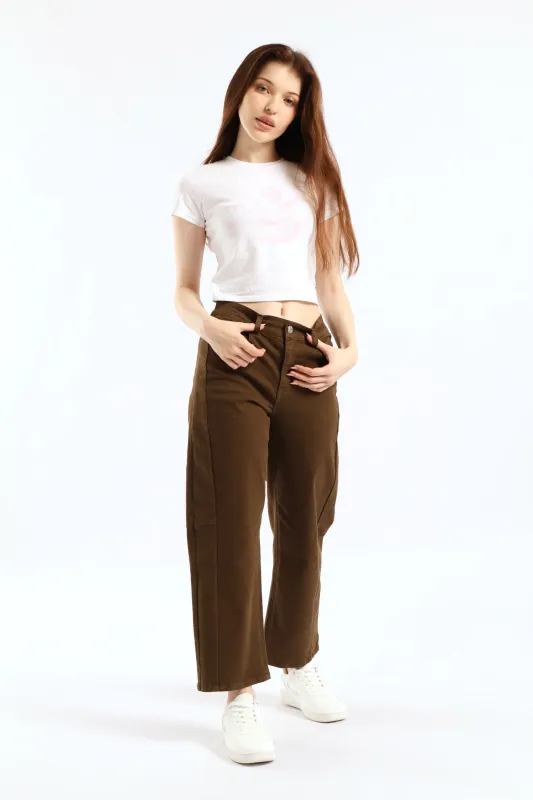 Mid Rise Baggy Animal Print Pant - Brown sold by Edgars