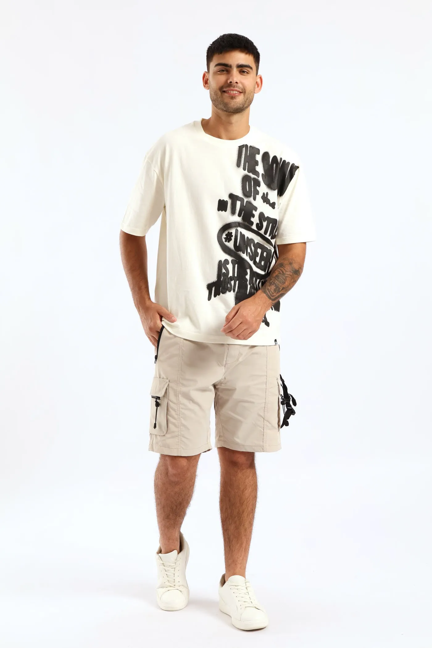 Cargo Strap Short - Stone sold by Edgars
