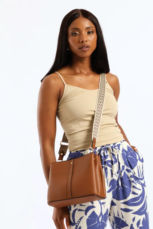 Multi-Compartment Crossbody Bag - Tan sold by Edgars