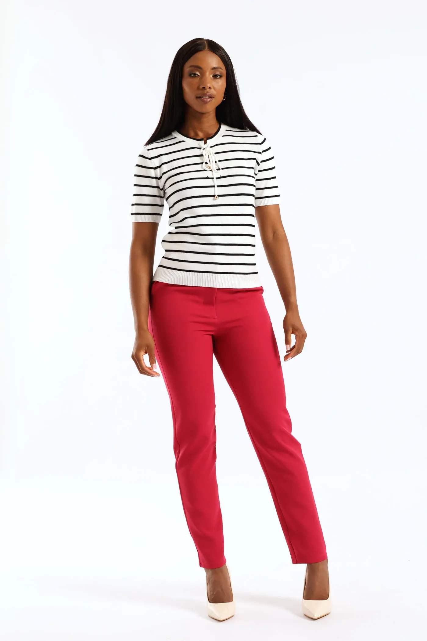 Tie Up Striped Pullover - White/Black sold by Edgars product image thumbnail 5