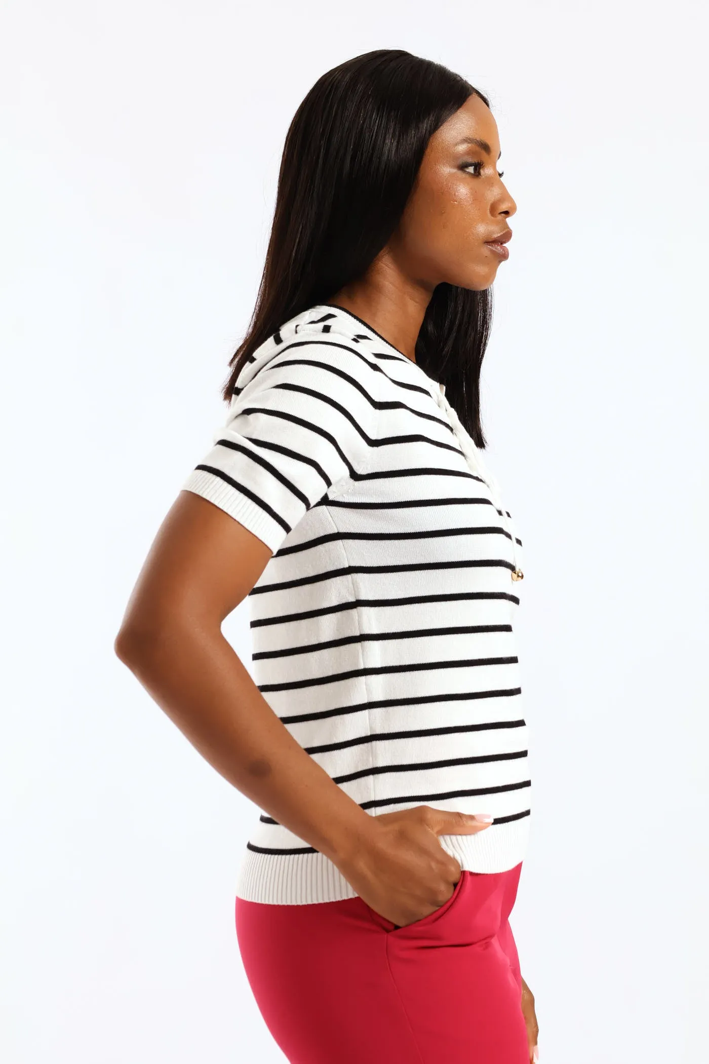 Tie Up Striped Pullover - White/Black sold by Edgars product image thumbnail 3