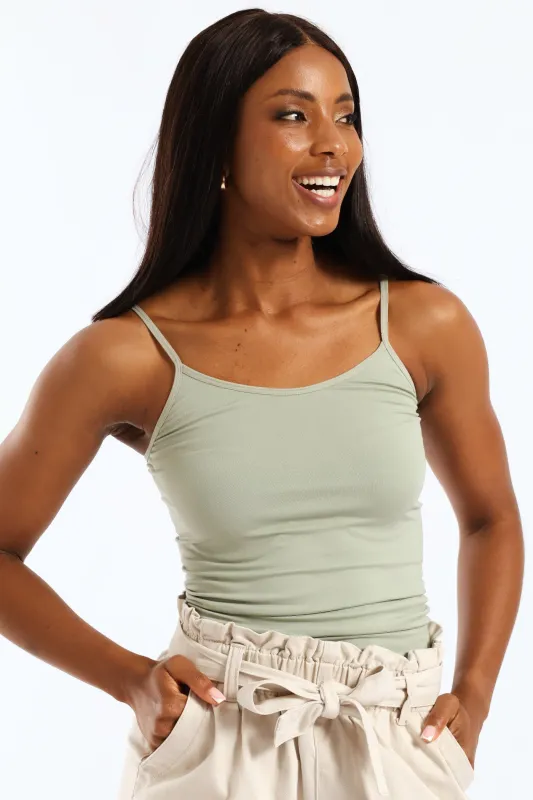 2 Pack Printed Seamless Cami - Sage/Cream sold by Edgars