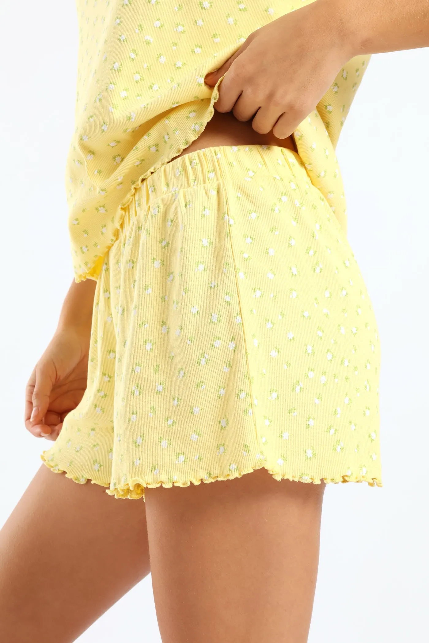 Rib Knit Ditsy Short - Yellow sold by Edgars product image thumbnail 3