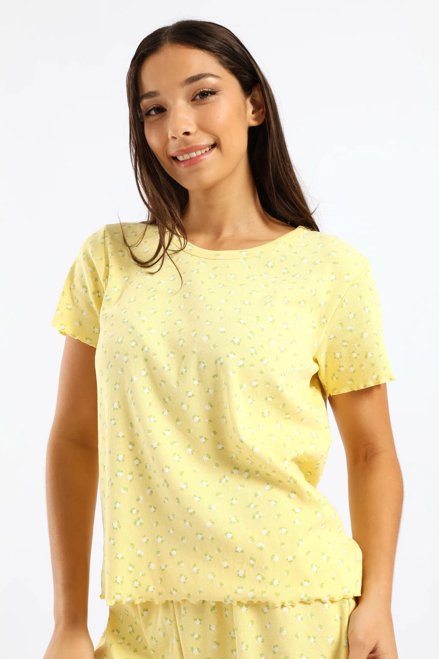 Rib Knit Ditsy Tee - Yellow sold by Edgars product image thumbnail 2