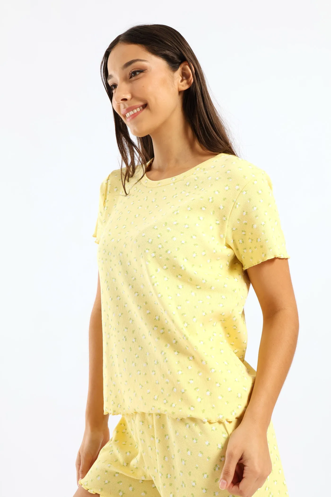 Rib Knit Ditsy Tee - Yellow sold by Edgars product image thumbnail 3