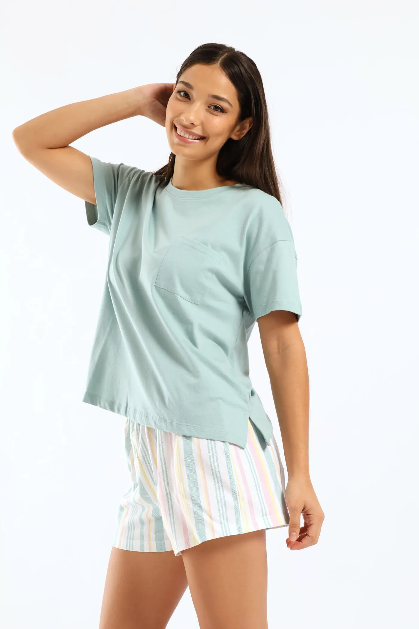 Stripe Short Knit Set - Duck Egg sold by Edgars product image thumbnail 3