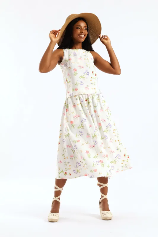 Garden Floral Shell Swing Tank - Cream sold by Edgars