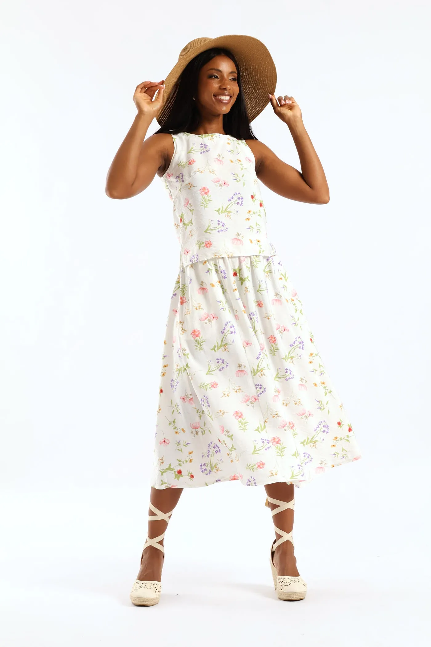 Garden Floral Shell Swing Tank - Cream sold by Edgars