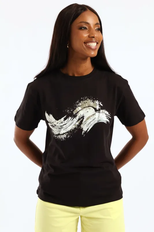 Foil Brushstroke Tee - Black sold by Edgars