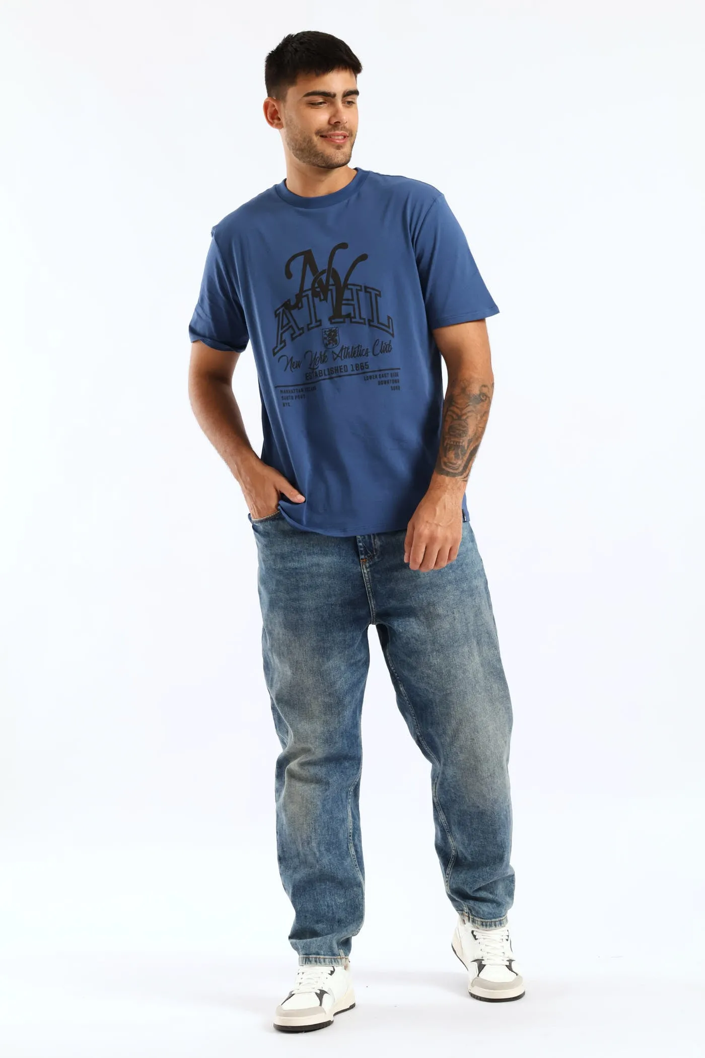 Ny Athletic Basic Print Tee - Blue sold by Edgars
