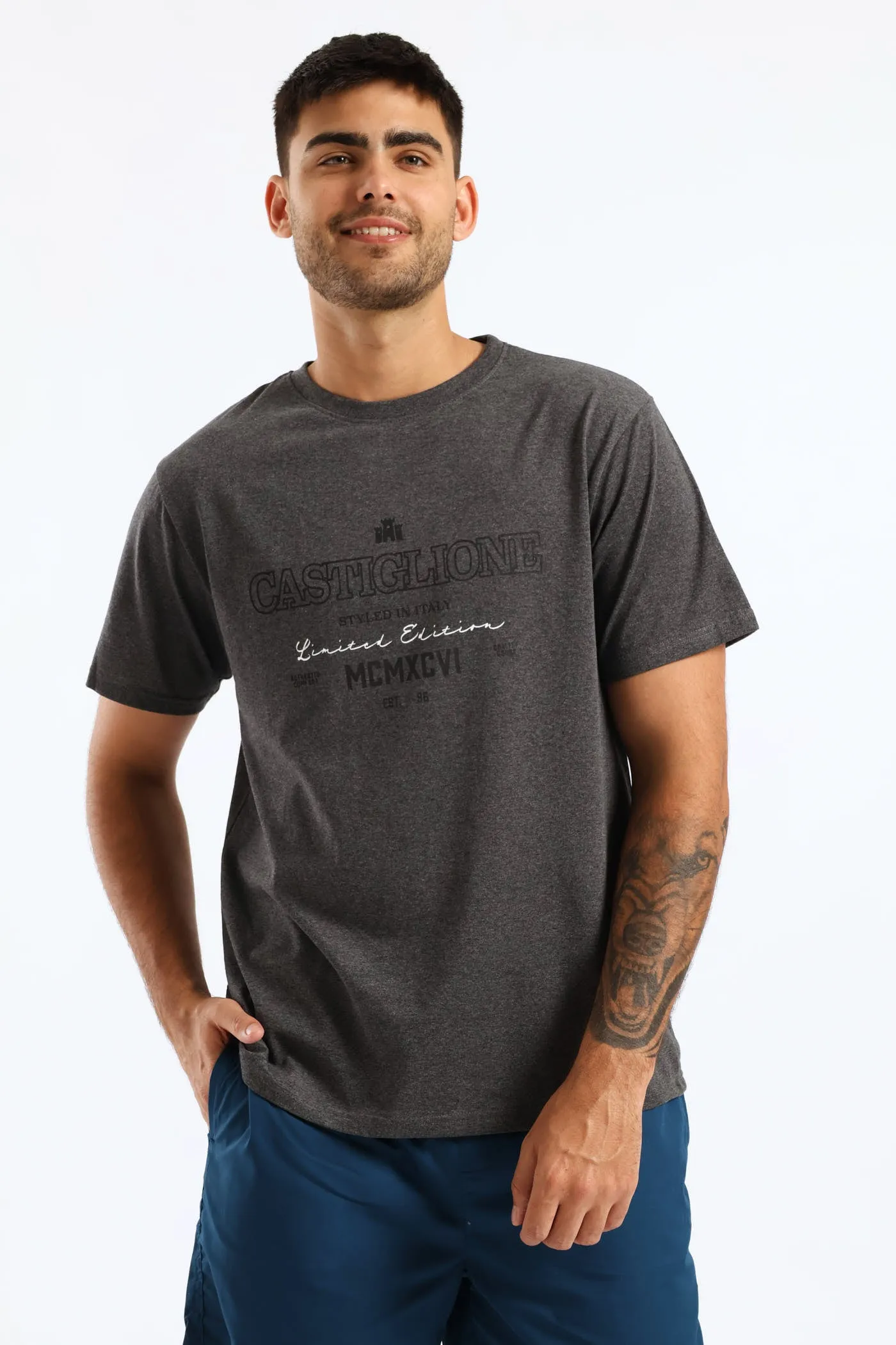 Legend Basic Print Tee - Charcoal sold by Edgars