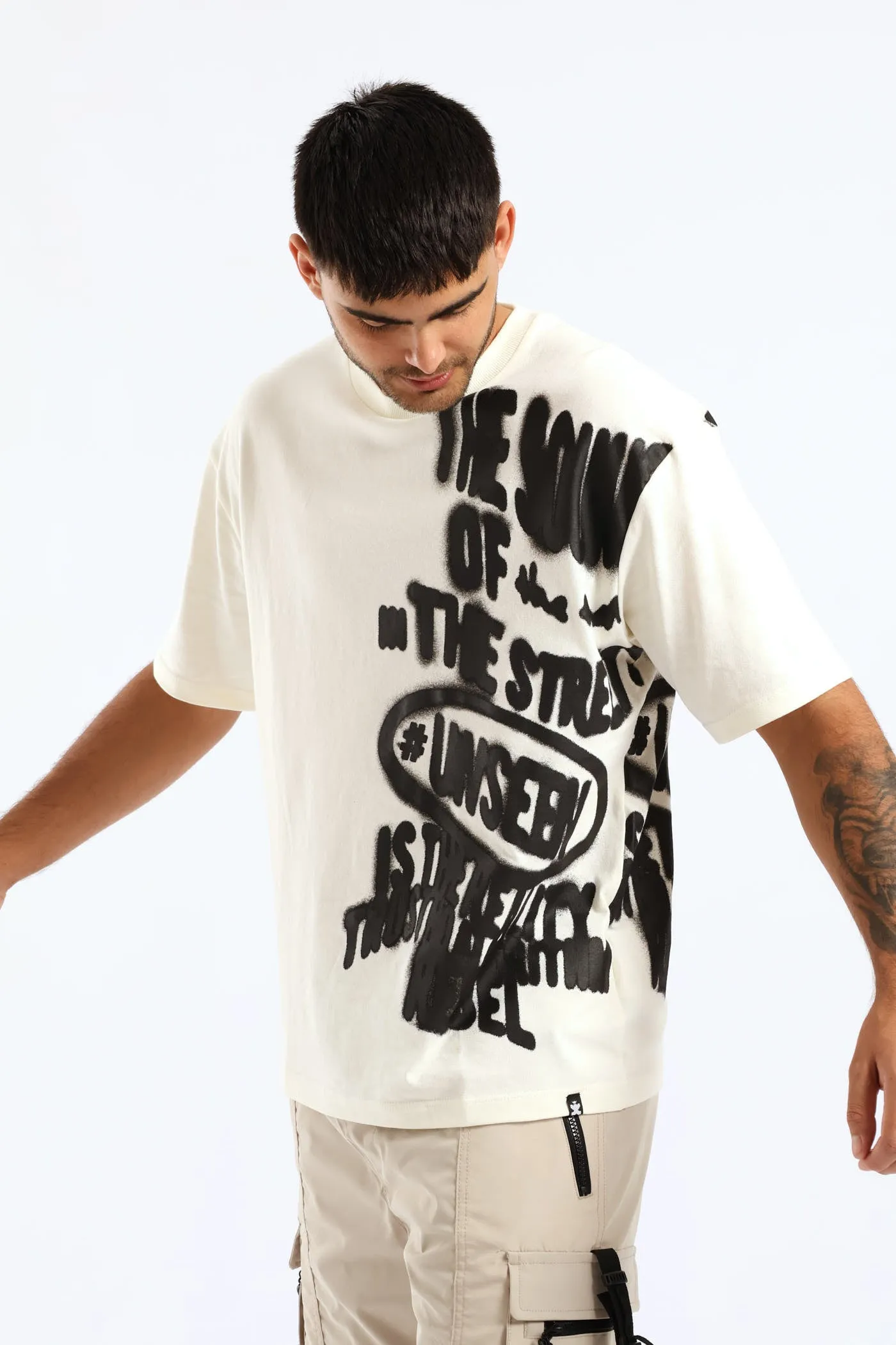 Side Print Oversized Tee - Ecru sold by Edgars product image thumbnail 5