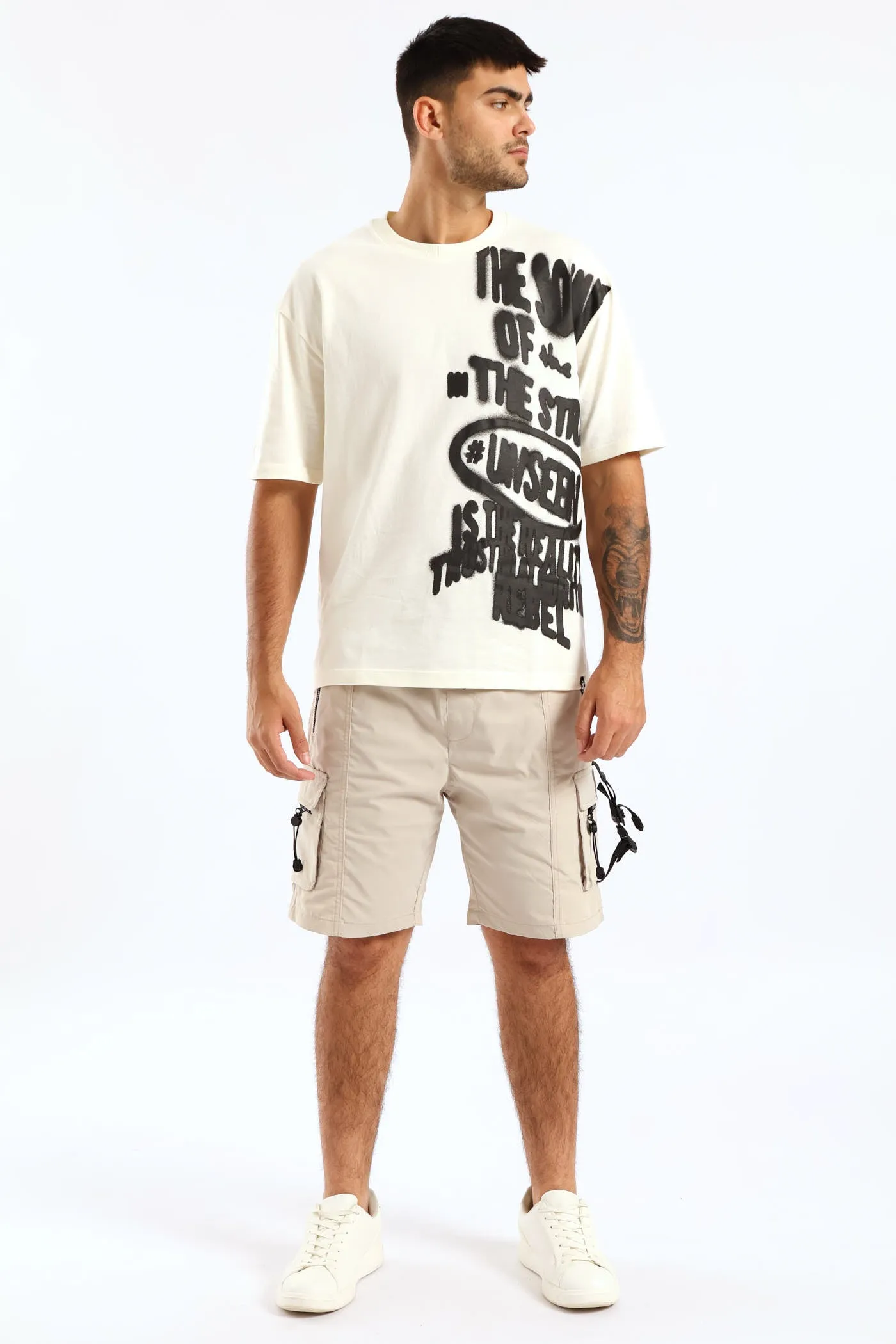 Side Print Oversized Tee - Ecru sold by Edgars product image thumbnail 3