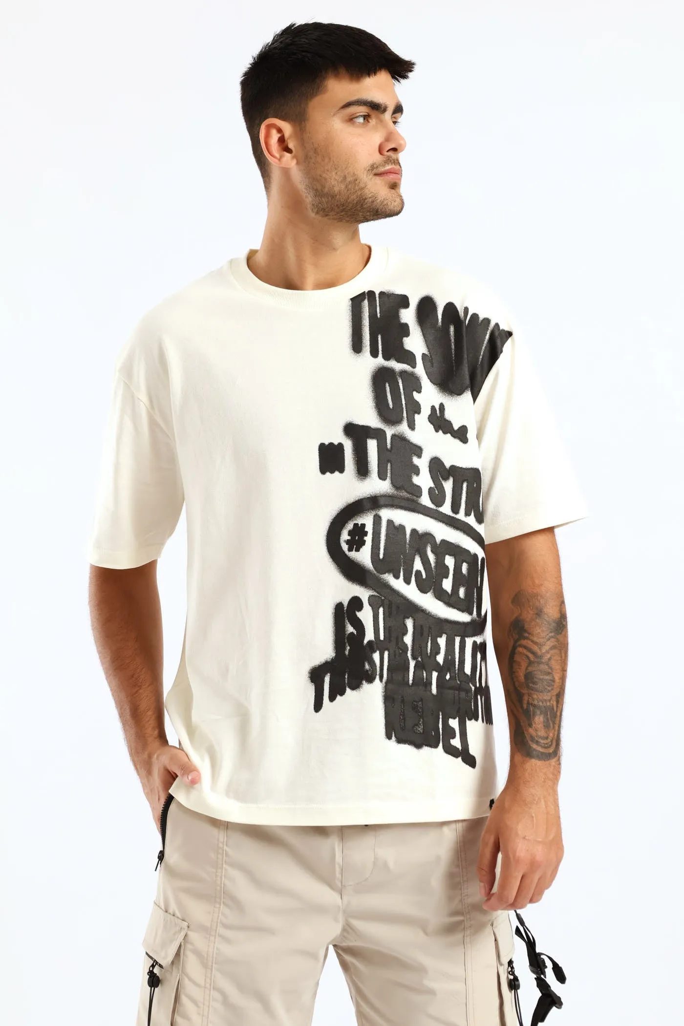 Side Print Oversized Tee - Ecru sold by Edgars product image thumbnail 4