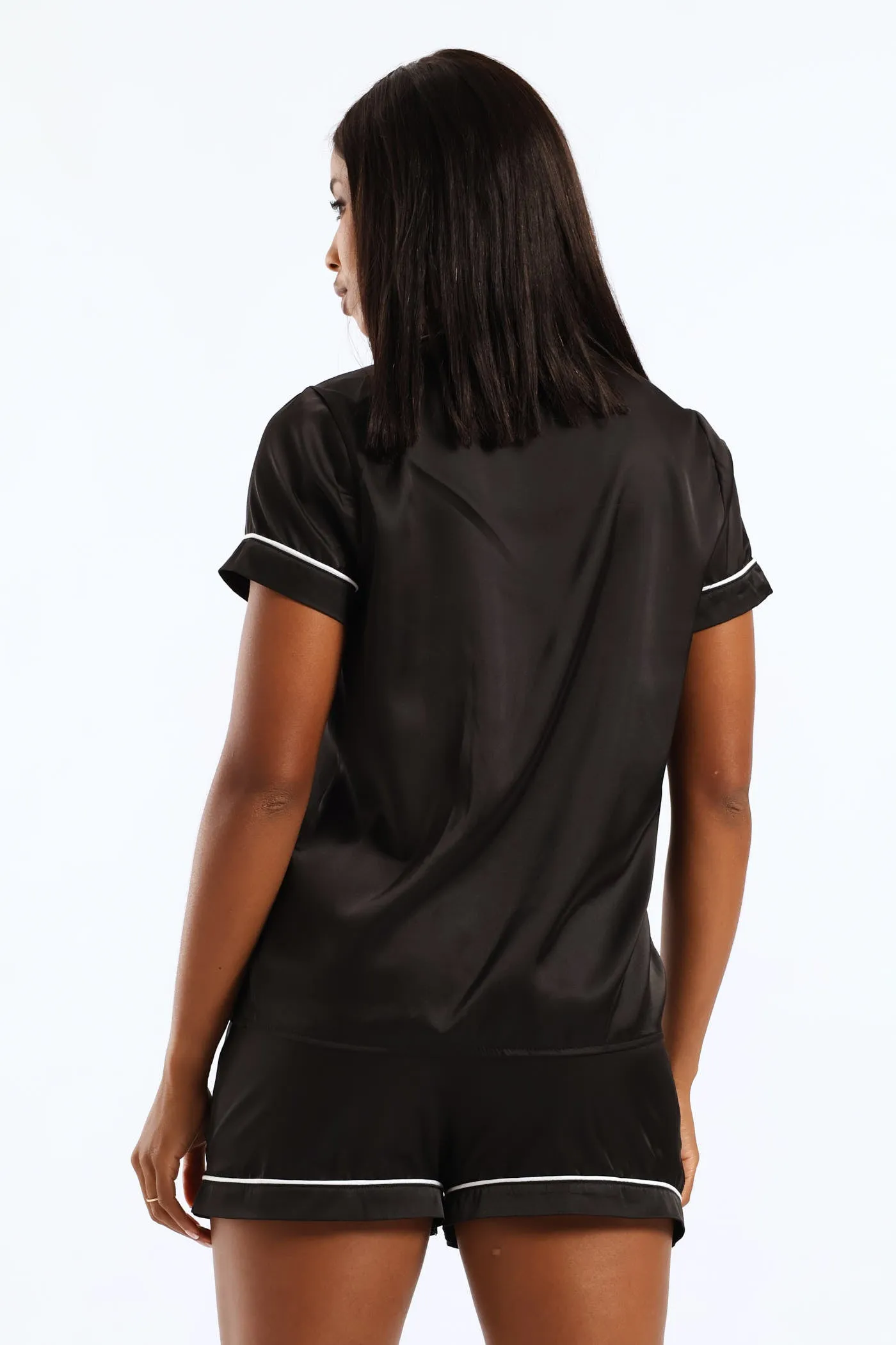 Button Through & Short Satin Set - Black sold by Edgars product image thumbnail 4