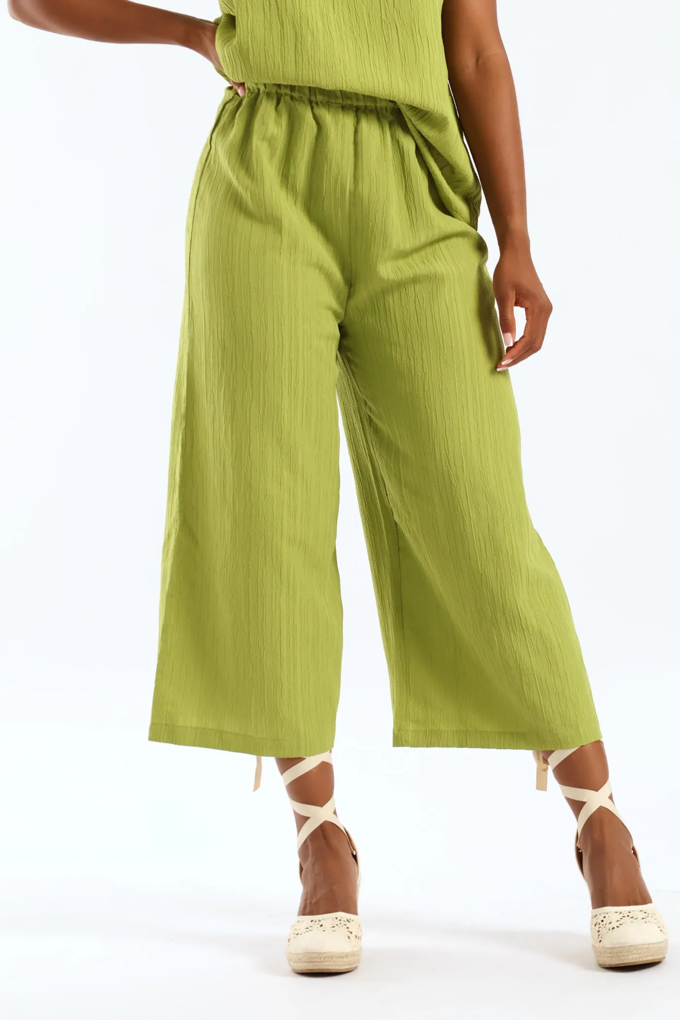 Pull On Textured Crinkle Culotte Pant - Chartreuse sold by Edgars product image thumbnail 2