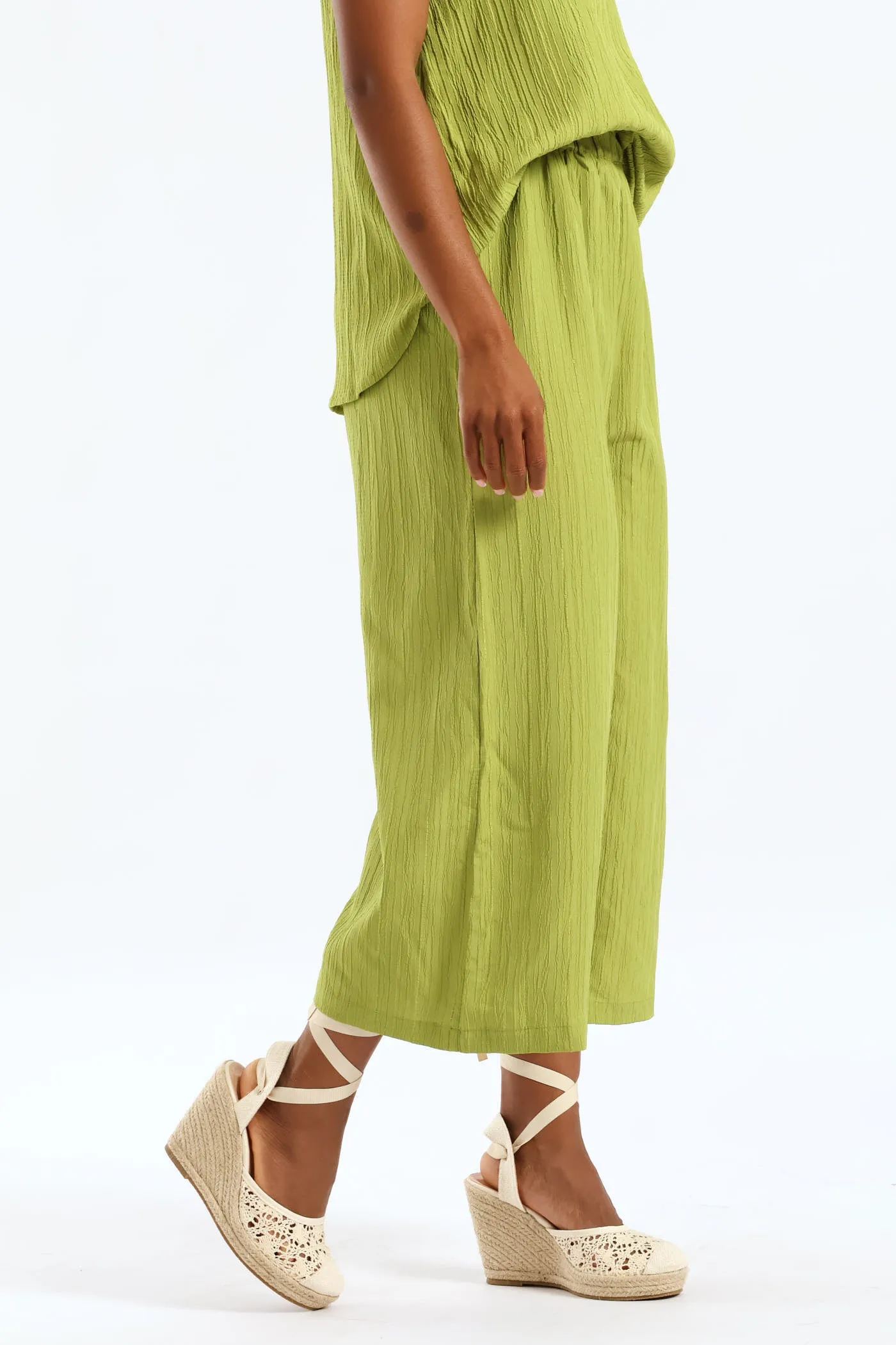 Pull On Textured Crinkle Culotte Pant - Chartreuse sold by Edgars product image thumbnail 3