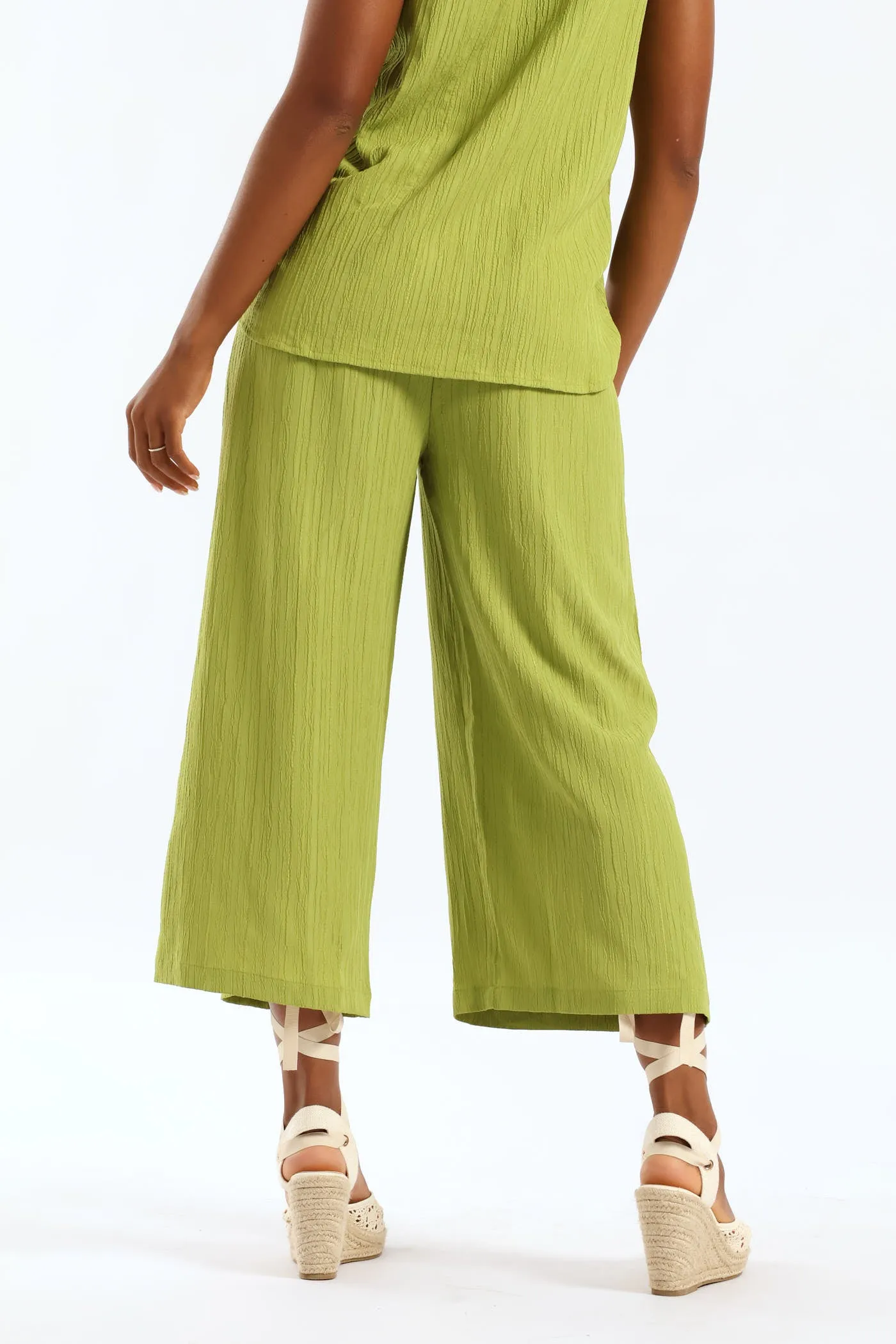 Pull On Textured Crinkle Culotte Pant - Chartreuse sold by Edgars product image thumbnail 4