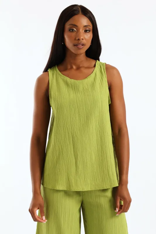 Crinkle  Shell Tank - Chartreuse sold by Edgars