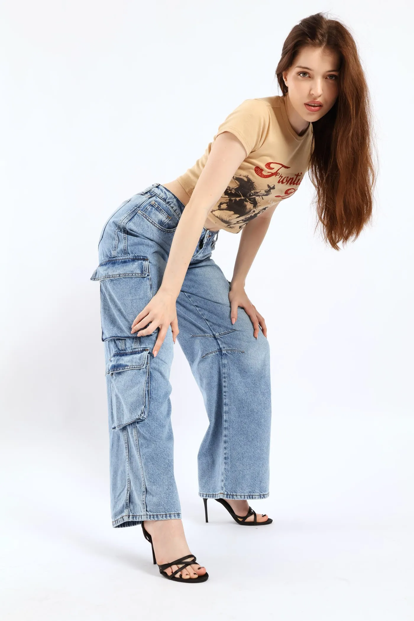 Low Rise Cargo Denim - Mid Blue sold by Edgars product image thumbnail 2