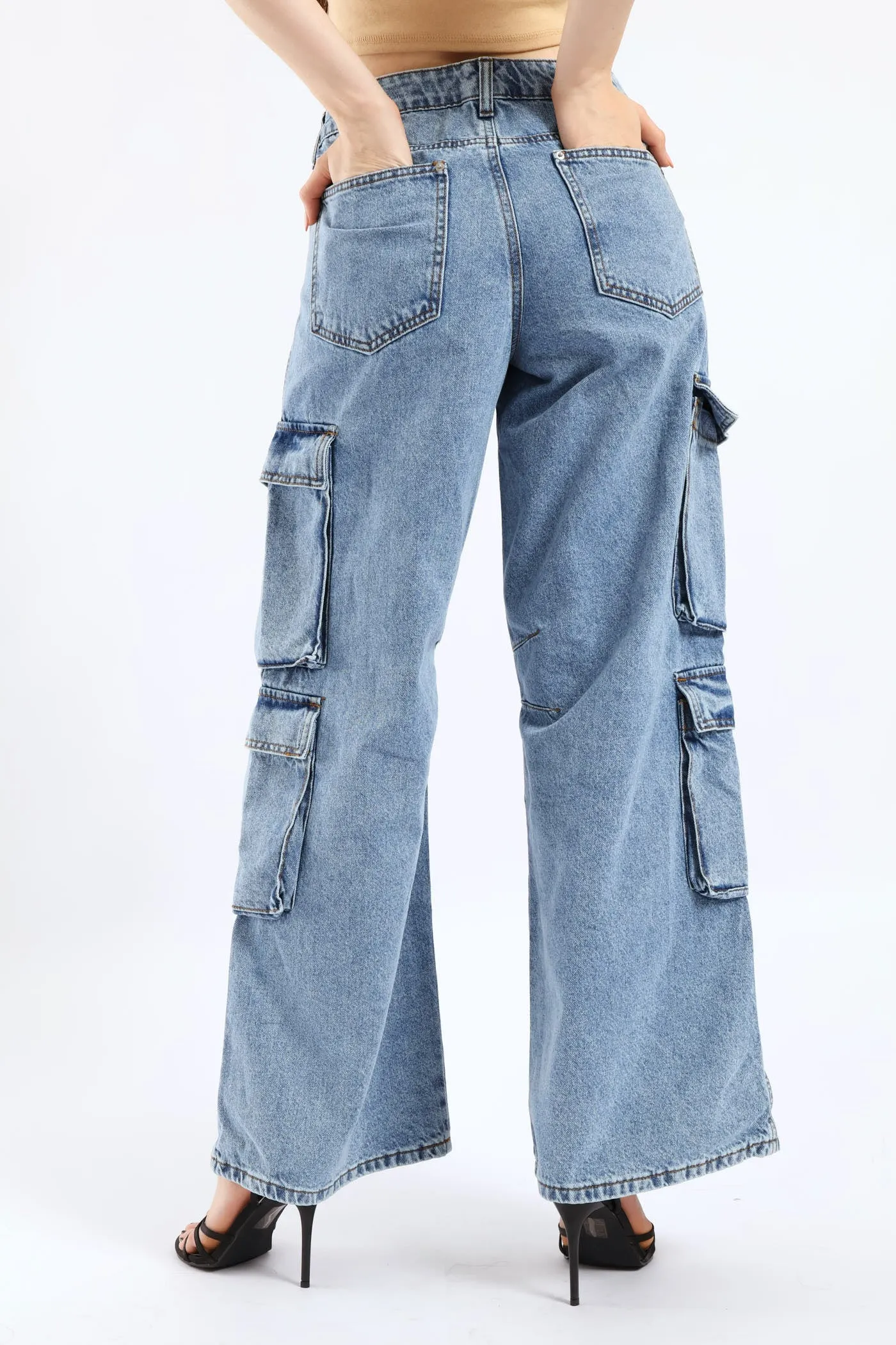 Low Rise Cargo Denim - Mid Blue sold by Edgars product image thumbnail 5