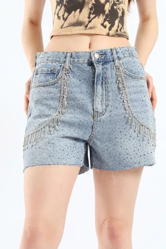 High Rise Denim Short - Light Blue sold by Edgars